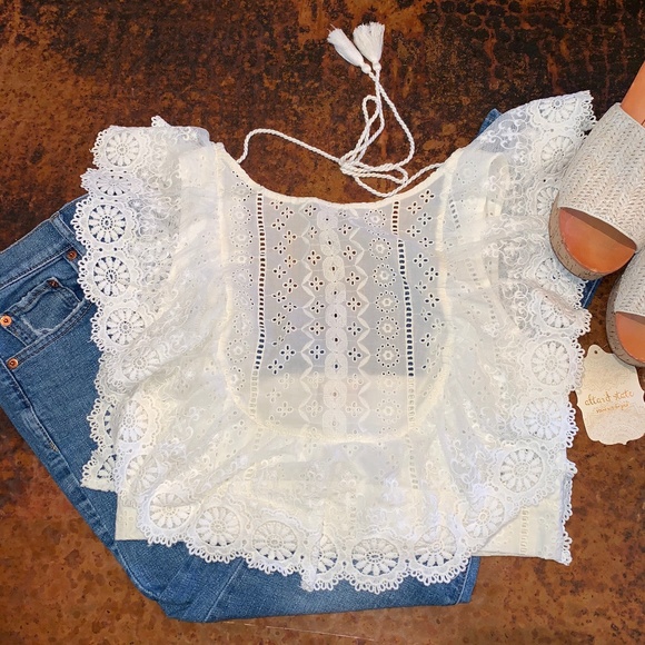 NWT Altar'd State Ivory Eyelet Etta Top - Picture 3 of 6